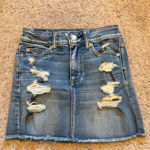 American Eagle Outfitters Ripped Blue Mini Skirt